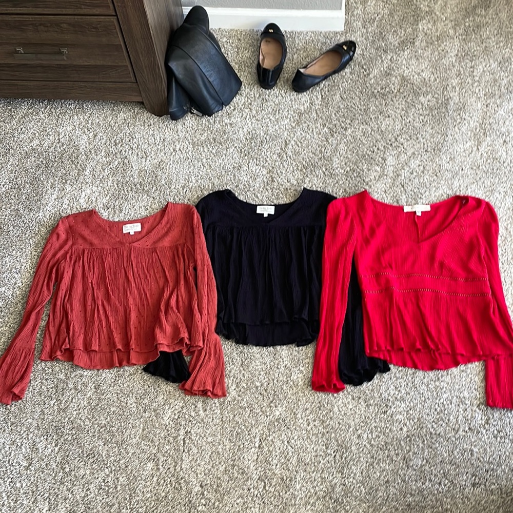 Nordstrom Rack long sleeve crop top blouses.